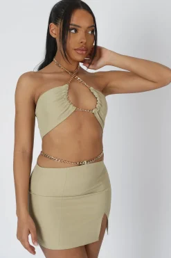 Store Loop Ruching Chain Strap Bra Top Sage Sculpt & Leisure | Kaiia The Label