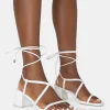 Shop Mabel Wide Fit Pu Ankle Tie Mid Block Heeled Sandals Wide Fit Block Heels | Wide Fit Heels