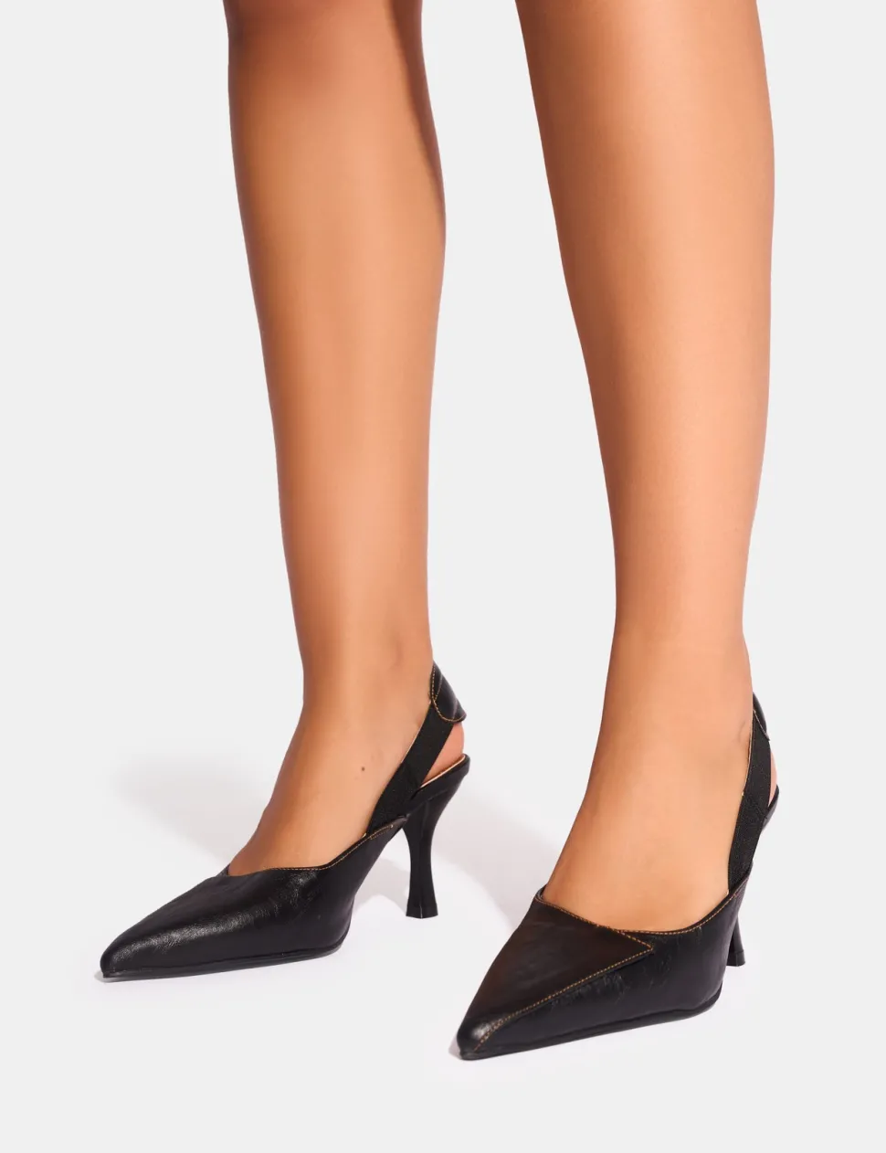 Outlet Malia Vintage Fold Over Detail Cushioned Slingback Court Heels Court Heels