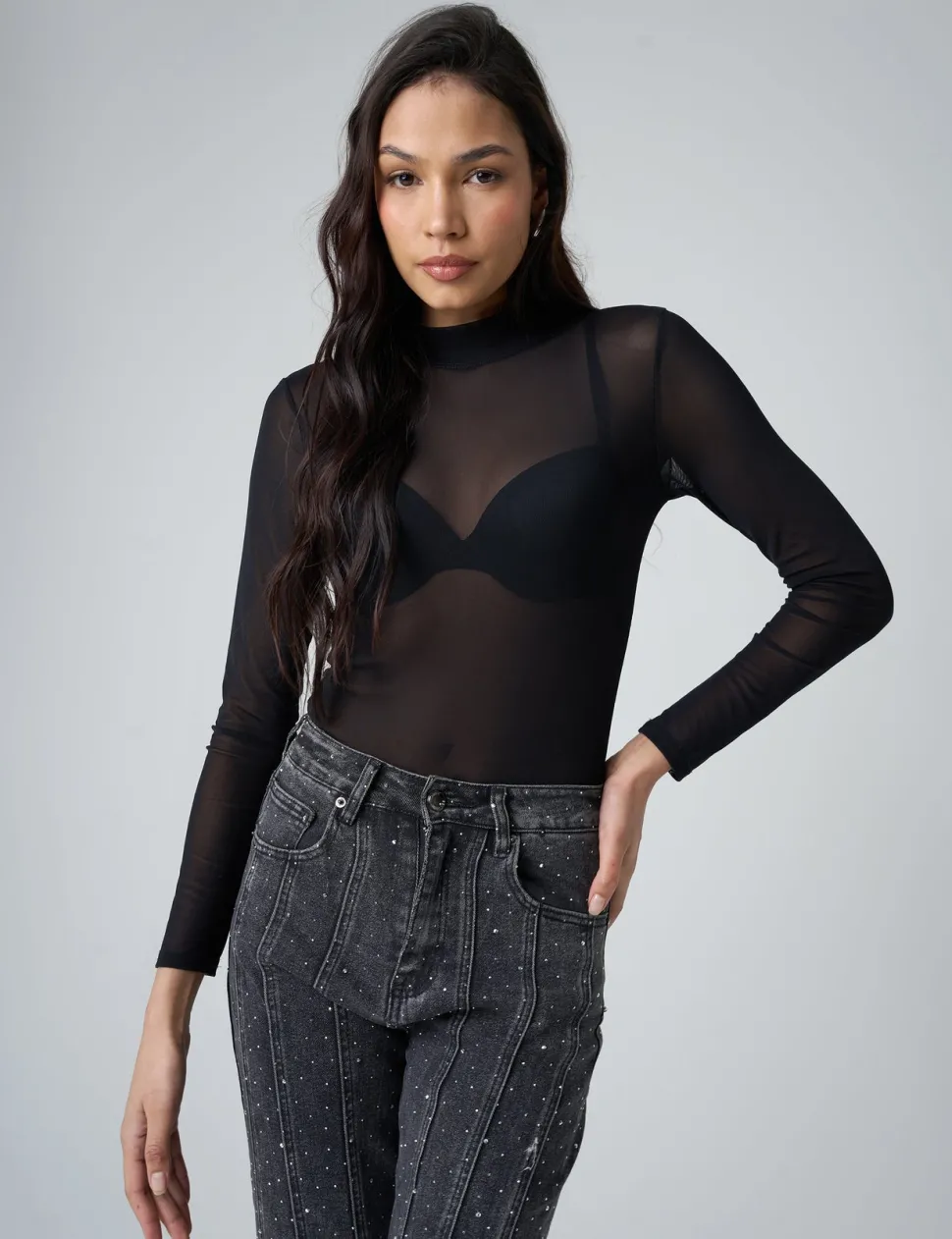 Online Mesh Long Sleeve Bodysuit Bodysuits | Tops