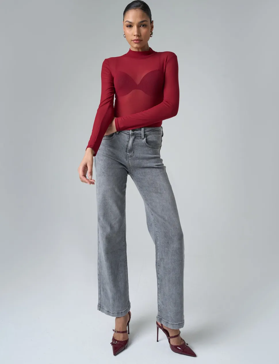 Cheap Mesh Long Sleeve Bodysuit Tops | Bodysuits