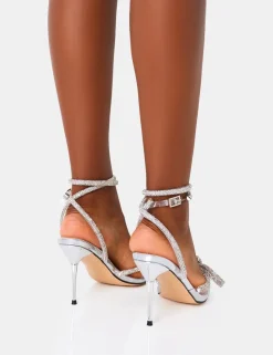 Outlet Midnight Mid heel Perspex Wrap Around Diamante Bow Pointed Toe Back In Stock | 4