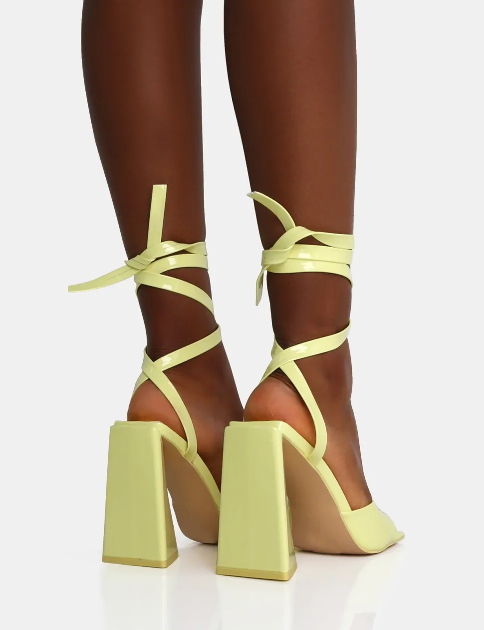 Flash Sale Mojito Patent Lace Up Pyramid Block Heels Wide Fit Block Heels | Wide Fit Heels