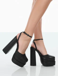 Fashion Moonchild Pu Closed Toe Statement Platform Block Heels 6