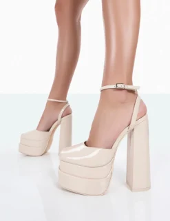 Best Sale Moonchild Wide Fit Closed Toe Statement Platform Block Heels 6