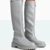 Fashion More Fun PU Round Toe Chunky Sole Knee High Boots Flat Boots | Knee High Boots