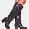 Outlet Nashville Wide Fit Western Studded Block Heel Knee High Boot Wide Fit Block Heels | Block Heels