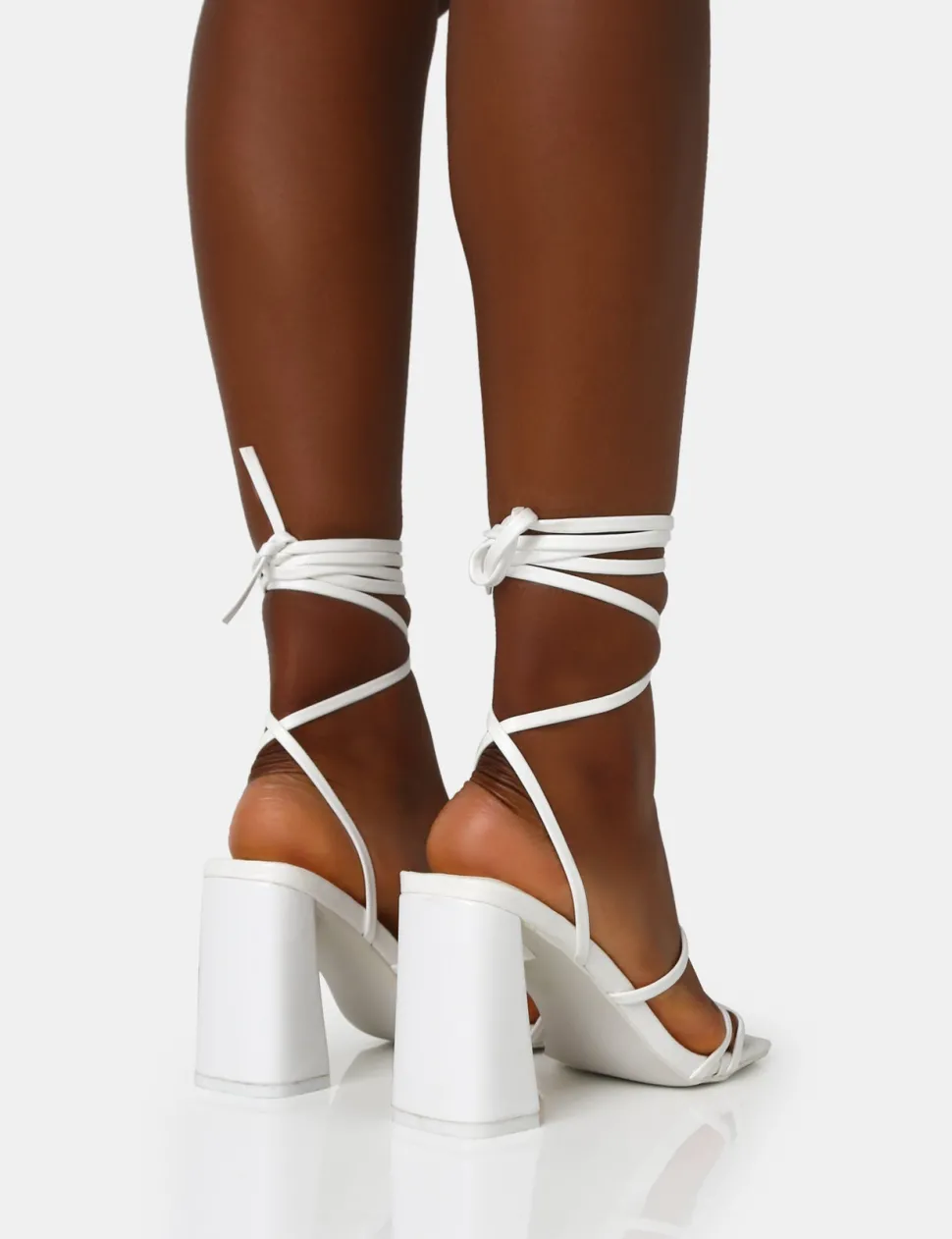 Clearance Natty Pu Lace Up Square Toe Mid Block Heels Back In Stock | Square Toe Heels