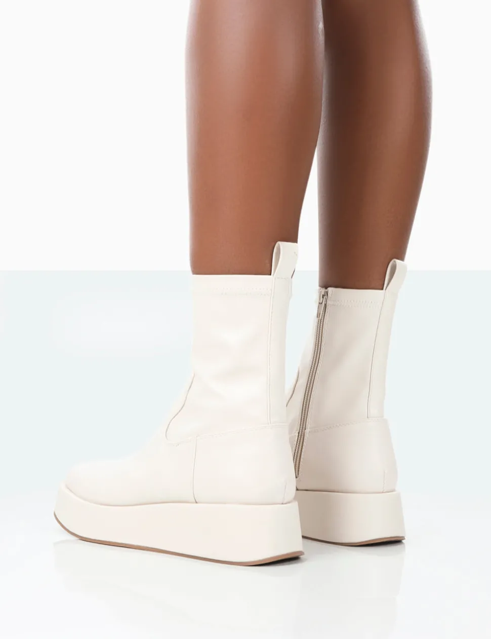 Outlet Not Okay Pu Chunky Sole Platform Sock Ankle Boots Sock Boots | Ankle Boots