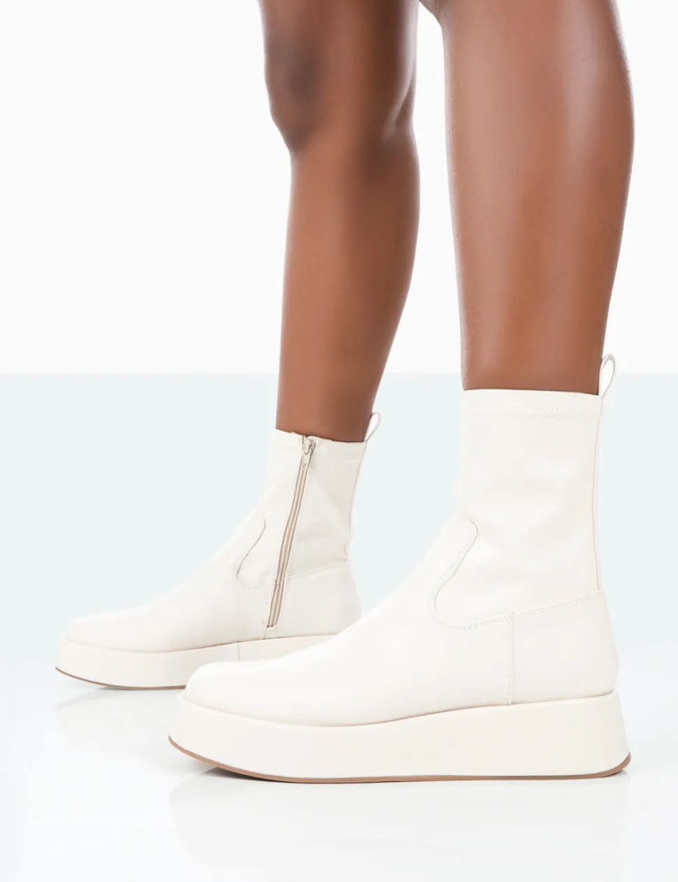 Outlet Not Okay Pu Chunky Sole Platform Sock Ankle Boots Sock Boots | Ankle Boots