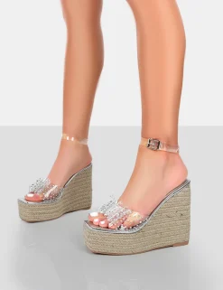 Fashion Ocean Beach Patent Bow Platform Wedge Heels 5