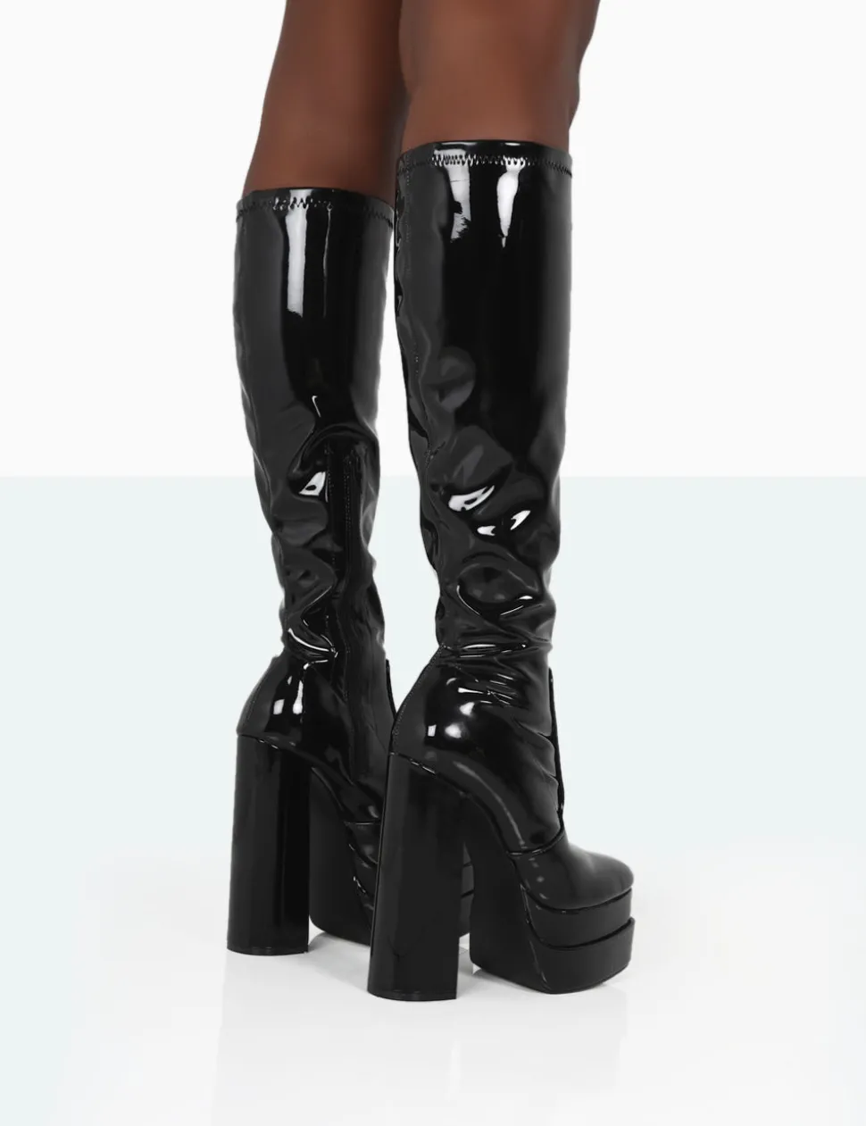 Discount Passive Square Toe Platform Block High Heel Over The Knee Boots Wide Fit Block Heels | Block Heels