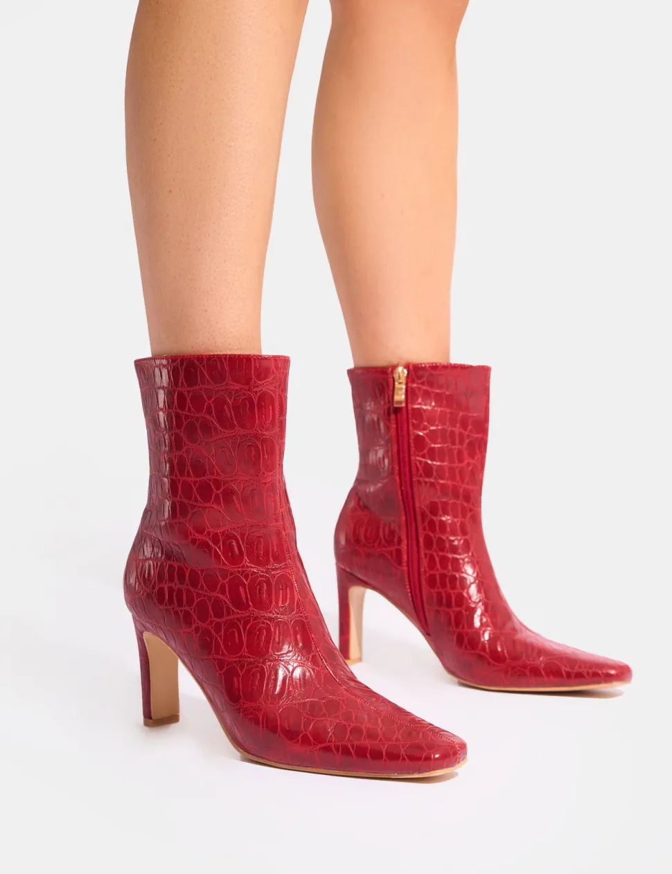 Discount Polaris Croc Snipped Toe Ankle Boots Heeled Boots | Ankle Boots