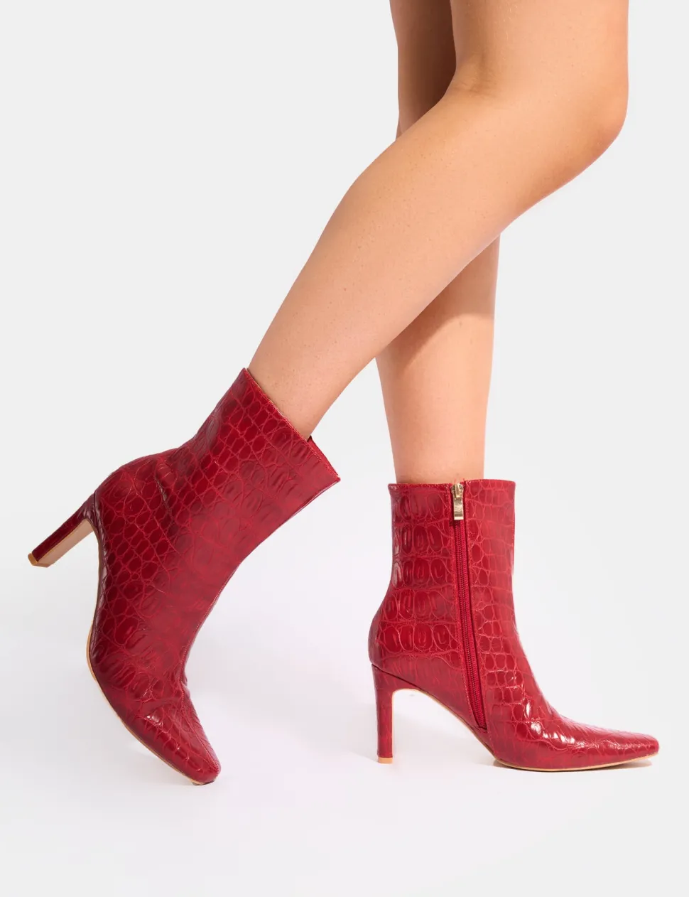 Discount Polaris Croc Snipped Toe Ankle Boots Heeled Boots | Ankle Boots