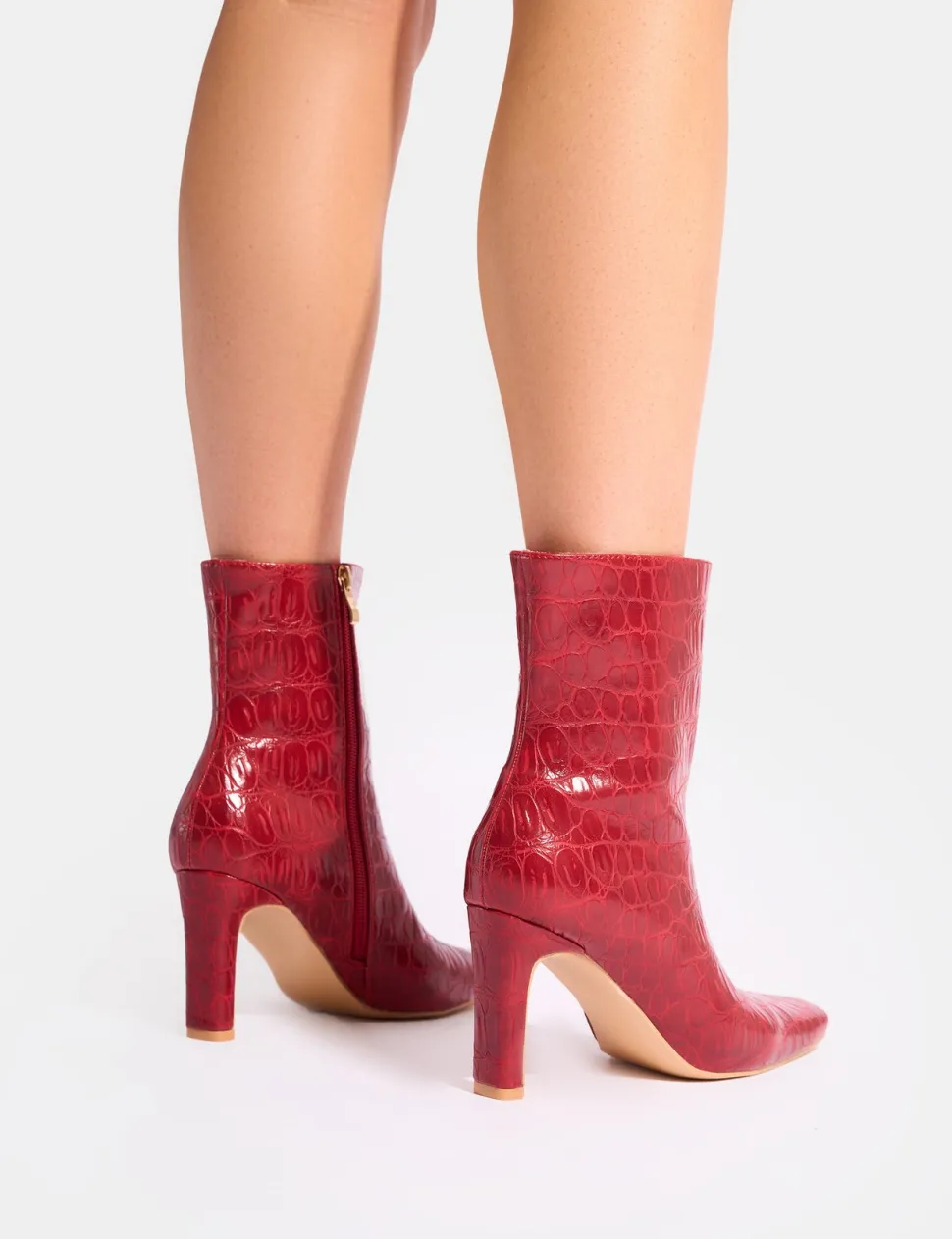 Discount Polaris Croc Snipped Toe Ankle Boots Heeled Boots | Ankle Boots