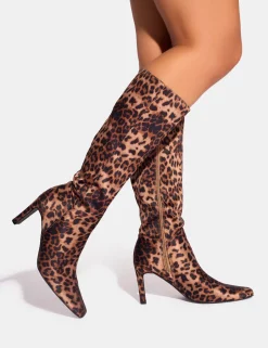 Cheap Pose Wide Fit Zip Up Knee High Slim Block Heeled Boots Wide Fit Block Heels | Block Heels