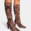 Shop Pose Zip Up Knee High Slim Block Heeled Boots Block Heels | Heeled Boots