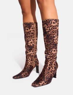 Shop Pose Zip Up Knee High Slim Block Heeled Boots Block Heels | Heeled Boots