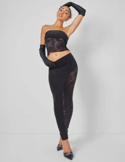 Outlet Lace High Split Maxi Skirt Co-ord in Co-ords | Skirts