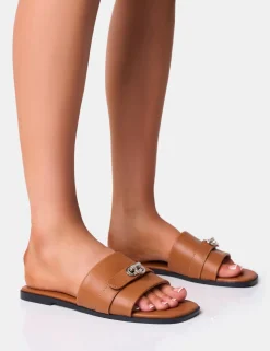 Outlet Radiance Buckle Trim Flat Sandals Flats