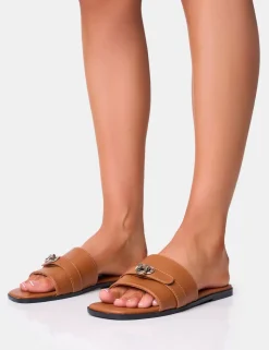 Store Radiance Wide Fit Buckle Trim Flat Sandals Flats | Wide Fit Flats