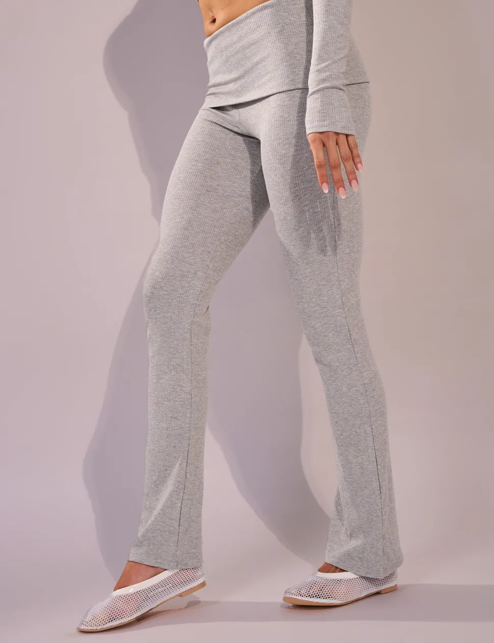 New Rib Foldover Straight Leg Pant Co-ords | Trousers