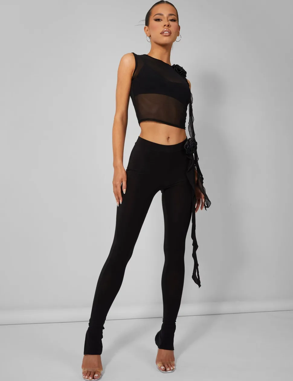 Flash Sale Rose Detail Slinky Trouser Trousers