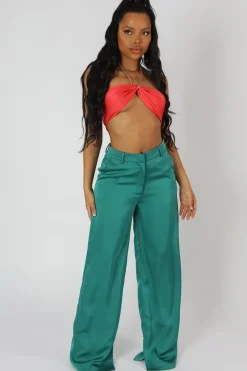 Cheap Satin Chain Halterneck Top Coral Sculpt & Leisure | Kaiia The Label