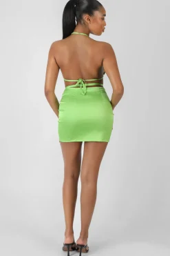 Best Satin Ruched Detail Mini Skirt Sculpt & Leisure | Kaiia The Label