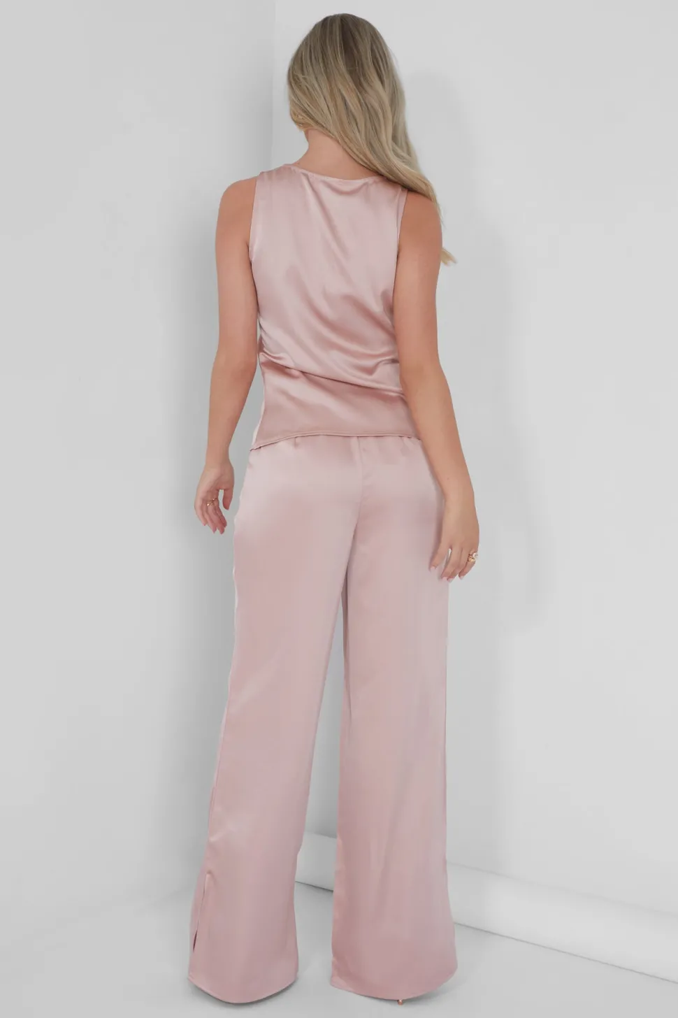 Online Satin Tailored Trouser Pink Sculpt & Leisure | Kaiia The Label
