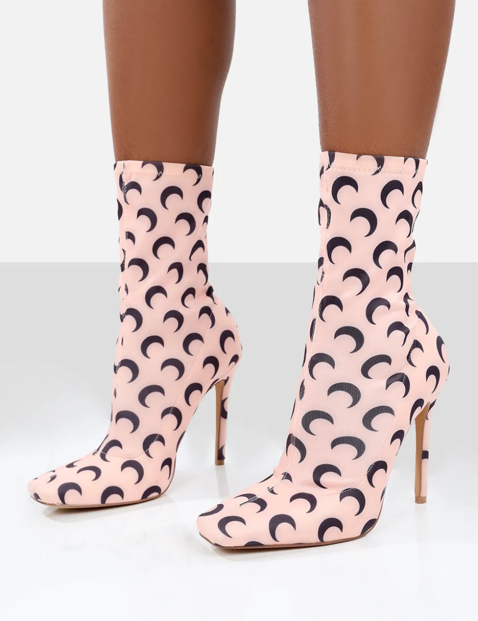Discount Saturn Return Pointed Toe Stiletto Printed Sock Boots High Heels | Sock Boots