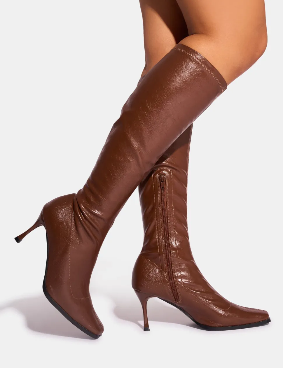 Best Sale Scorpion Chocolate Mid Heel Sock Knee High Boots Sock Boots | Ankle Boots