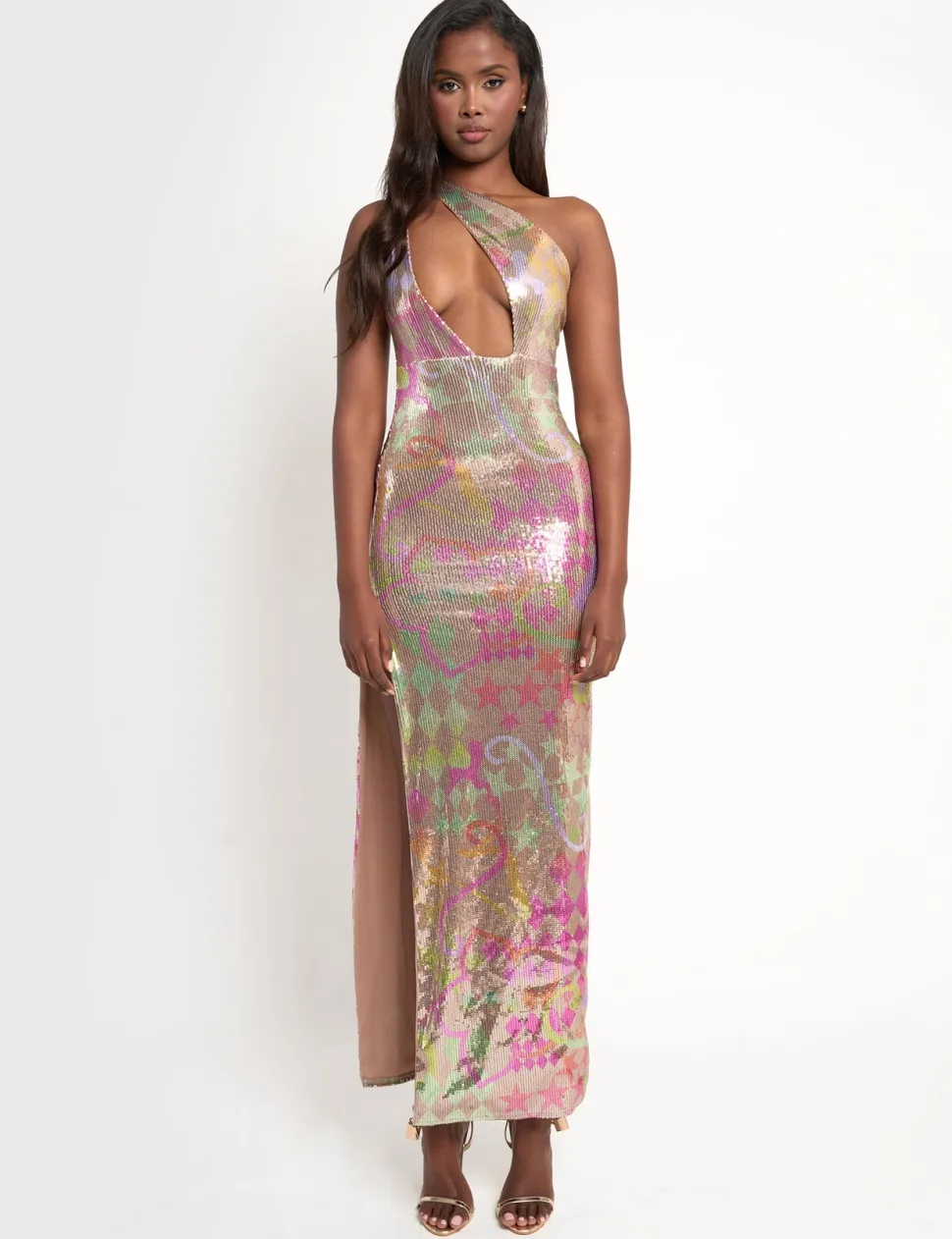 Flash Sale Sequin Printed Asymmetric Maxi Dress Sculpt & Leisure | Kaiia The Label