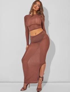 Hot Sheer Long Sleeve Top Co Ord Co-ords | Tops