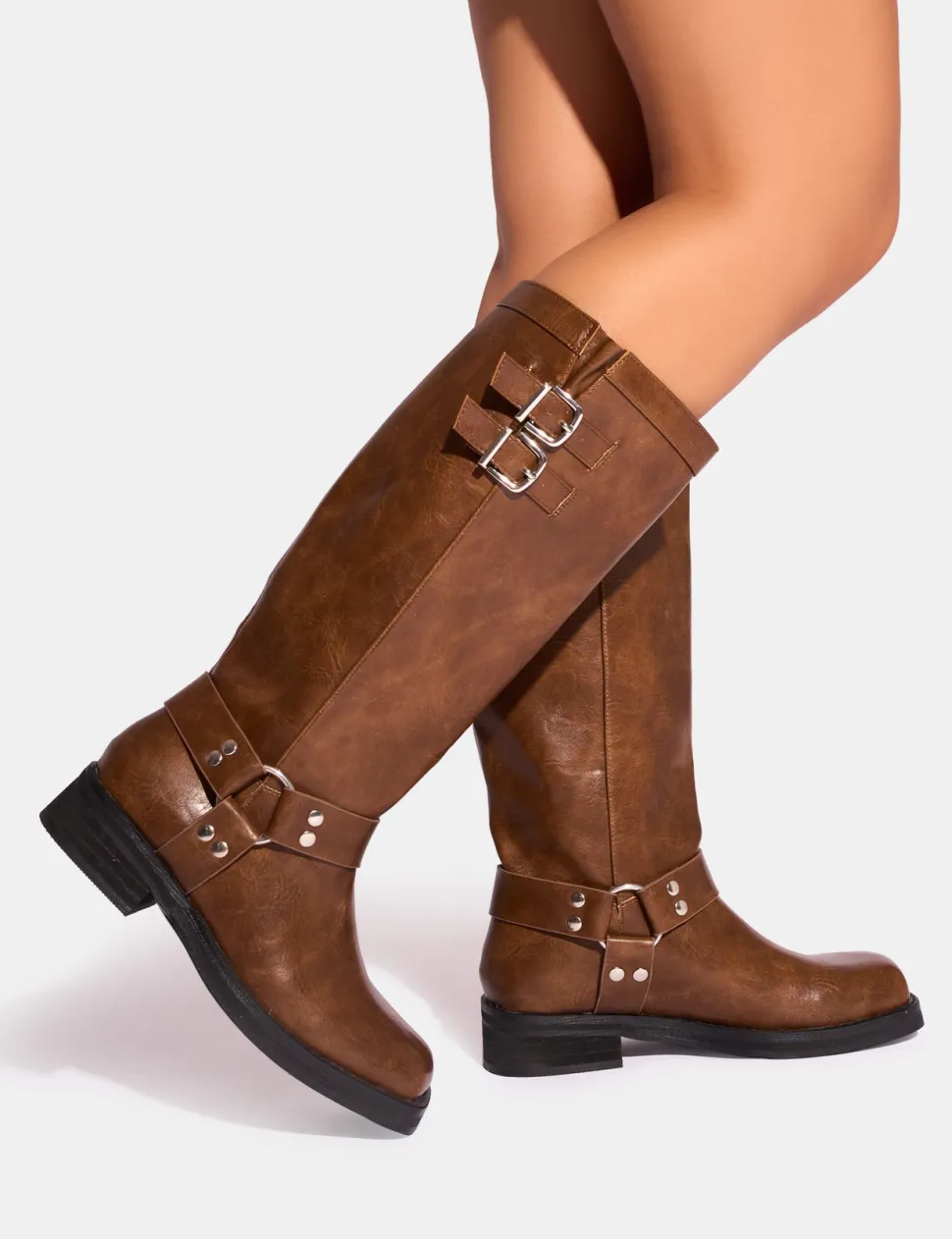 Hot Sirius Vintage Buckle Knee Hight Flat Boots Knee High Boots | Long Boots