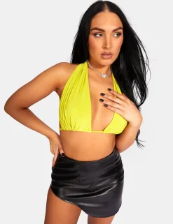 Hot Slinky Halterneck Top Lime Sculpt & Leisure | Kaiia The Label