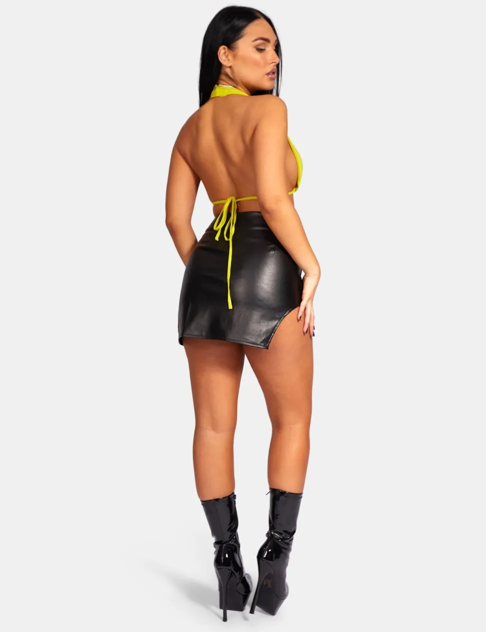 Hot Slinky Halterneck Top Lime Sculpt & Leisure | Kaiia The Label
