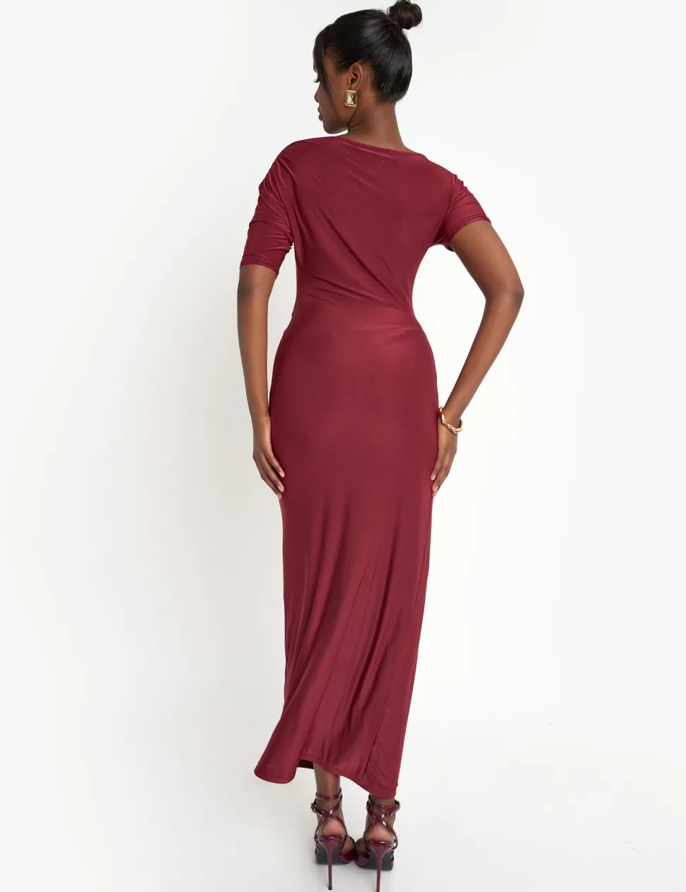 Fashion Slinky Ruched Detail Maxi Dress Sculpt & Leisure | Kaiia The Label
