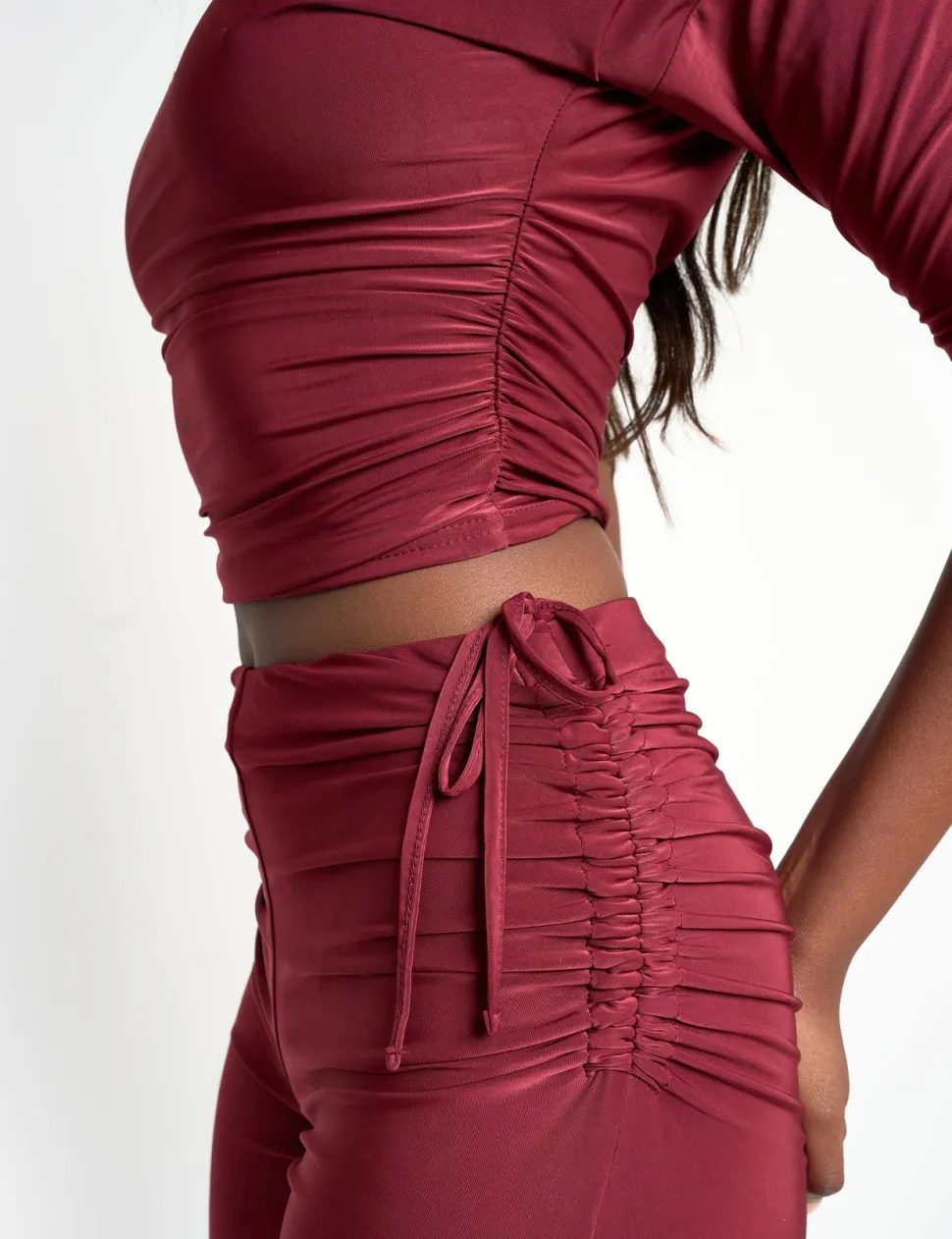 Sale Slinky Ruched Short Sleeve Top Co Ord Sculpt & Leisure | Kaiia The Label