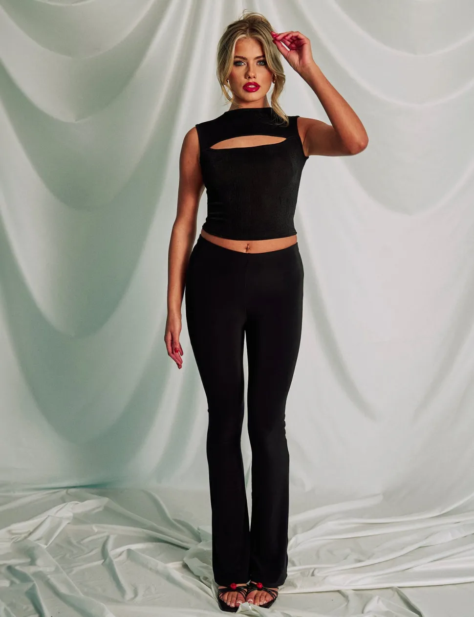 Store Slinky Slit Detail Sleeveless Top Tops