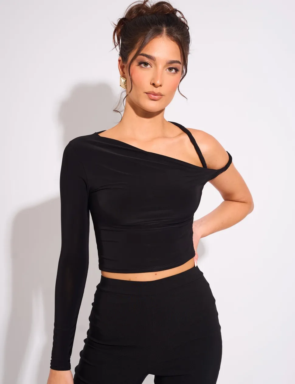 Best Slinky Twist Strap Asymmetric Luxe Top Co-ords | Tops