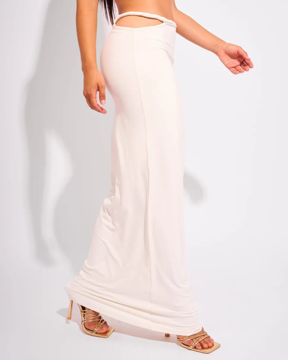 Discount Slinky Twist Strap Maxi Skirt White Co-ords | Skirts