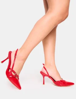 Best Sale Smooch Wide Fit Buckle Detail Slingback Mid Heel Court Shoe Wide Fit Heels | Wide Fit Heels