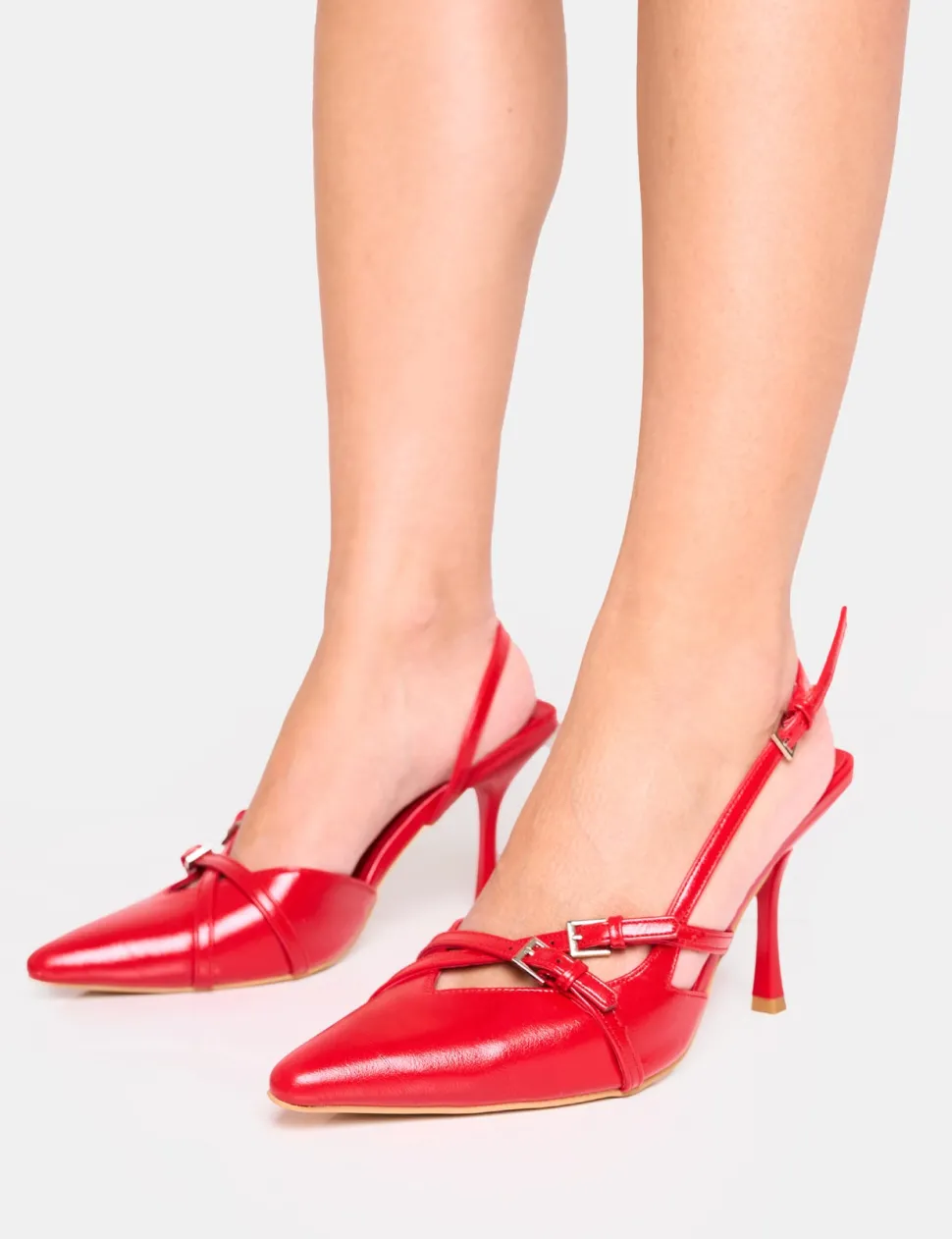 Best Sale Smooch Wide Fit Buckle Detail Slingback Mid Heel Court Shoe Wide Fit Heels | Wide Fit Heels