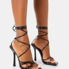 Cheap Solange Wide Fit Patent Lace Up Strappy Square Toe High Heels Wide Fit Heels | Wide Fit Heels