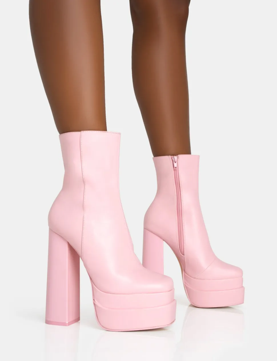 Hot Supine Baby PU Chunky Heeled Platform Ankle Boots Chunky Boots | Ankle Boots