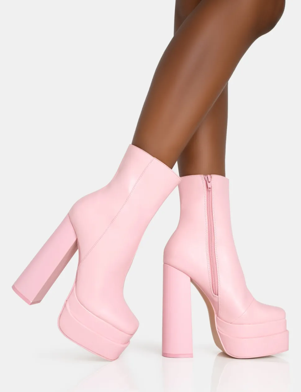 Hot Supine Baby PU Chunky Heeled Platform Ankle Boots Chunky Boots | Ankle Boots