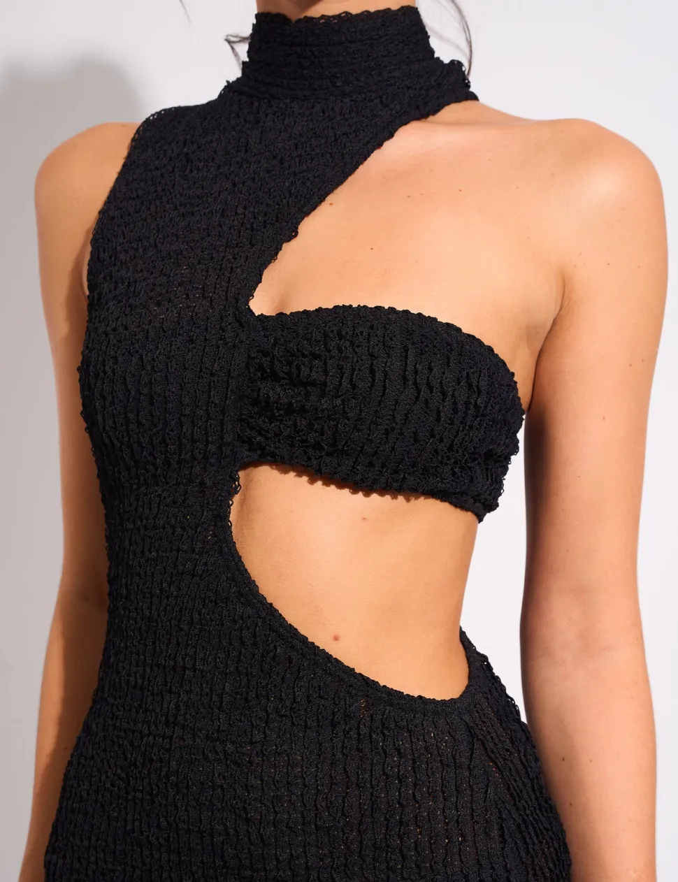 Flash Sale Textured Asymmetric Cut Out Mini Dress Dresses