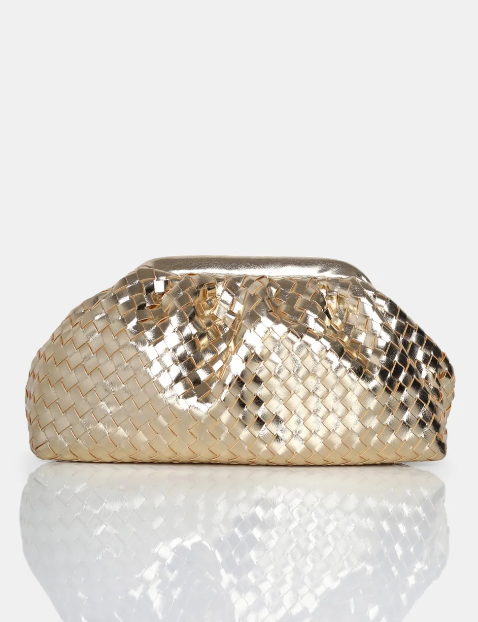 Cheap The Project Metallic Weave Clutch Bag Evening Bags | Back In Stock