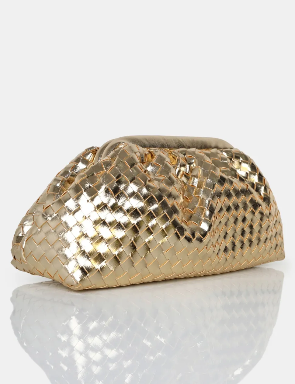 Cheap The Project Metallic Weave Clutch Bag Evening Bags | Back In Stock